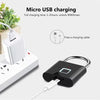 Fingerprint Lock Keyless USB Charging Smart Padlock Waterproof Door Lock 0.2sec Unlock Portable Anti-theft Padlock Zinc
